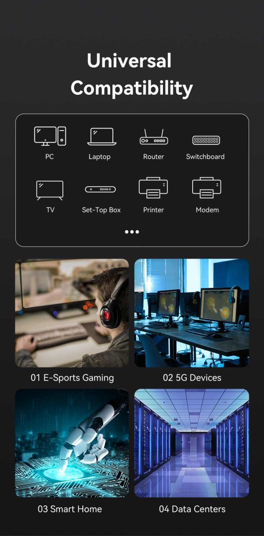 Vention CAT8 S-FTP Patch Cable 3m Black