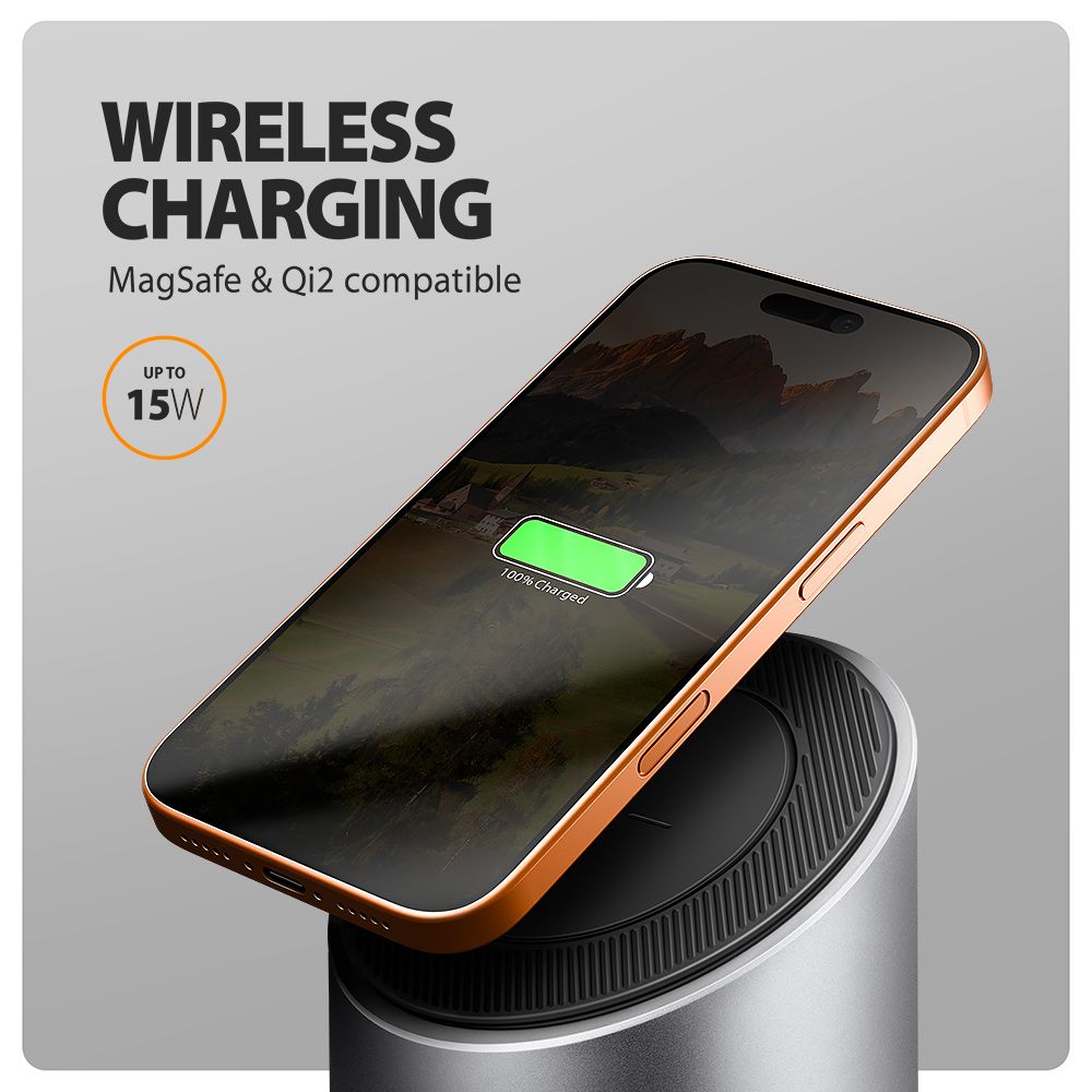 AXAGON HMC-WL9 9in1 hub USB-C 10 Gbps Wireless Charging  Grey