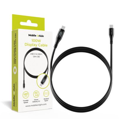 Mobile Origin 100W Display Cable USB-C to USB-C 1,5m Black