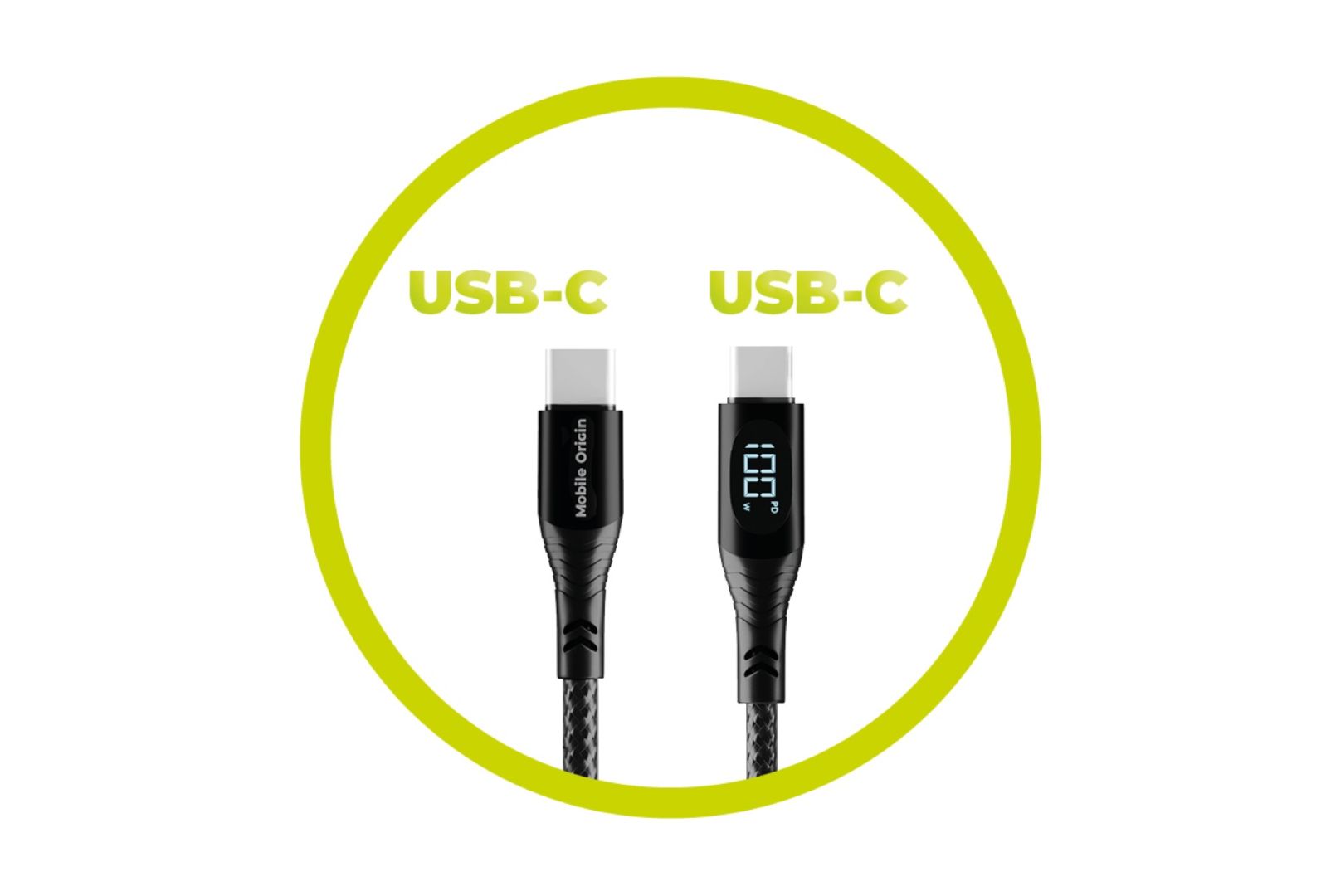 Mobile Origin 100W Display Cable USB-C to USB-C 1,5m Black