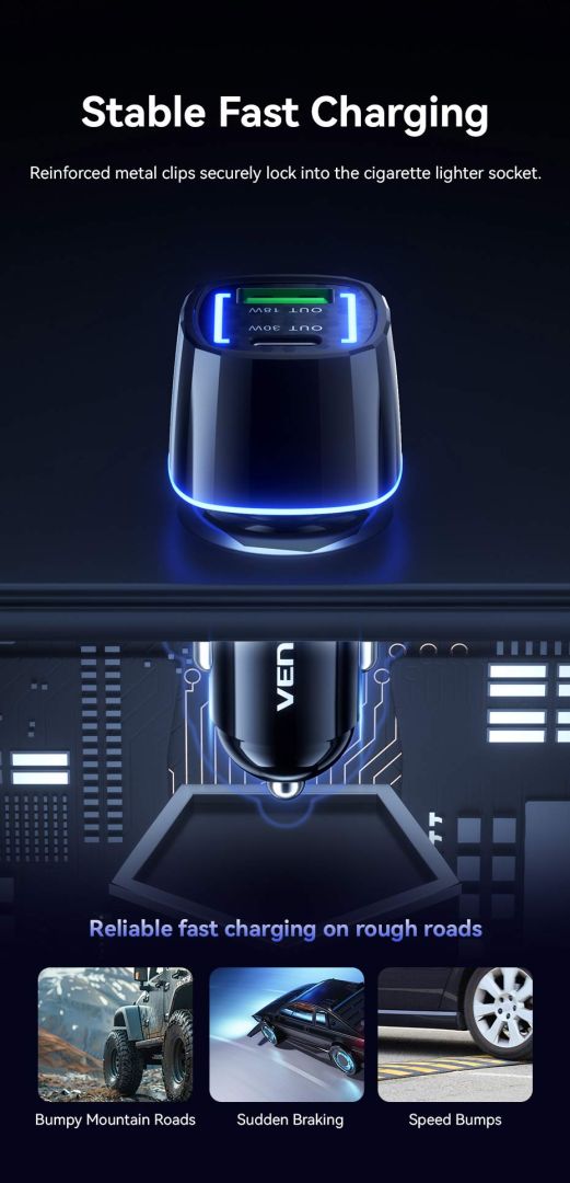 Vention Car Charger Black