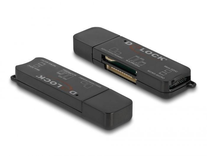 DeLock SuperSpeed USB Card Reader for SD / Micro SD / MS memory cards Black