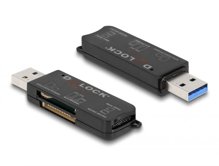 DeLock SuperSpeed USB Card Reader for SD / Micro SD / MS memory cards Black