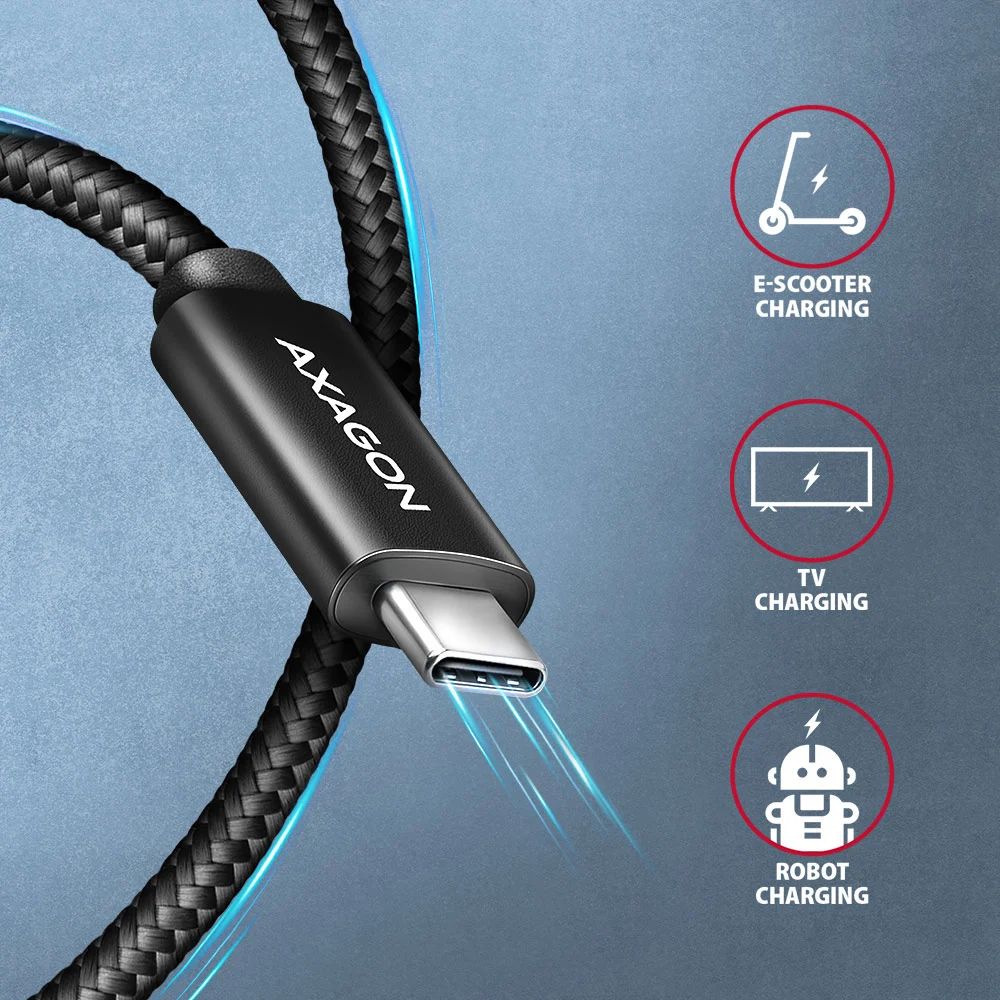AXAGON BUCM4X-CM05AB NEWGEN USB-C <> USB-C 4 Gen 3x2 Cable 0,5m Black