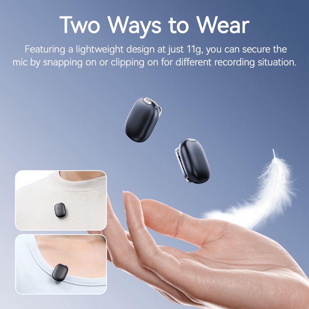 Ulanzi A30 vezeték nélküli Mini lavalier mikrofon 2 mikrofon és 1 vevő usb-c lighting Black