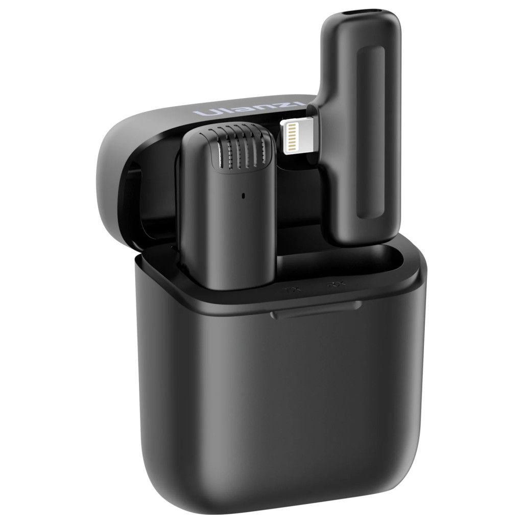Ulanzi J11 vezeték nélküli Lavalier mikrofon 1 mikrofon és 1 vevő lighting csatlakozás Black