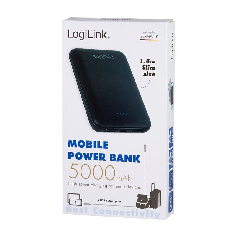 Logilink 2x USB-A 5000 mAh PowerBank Black