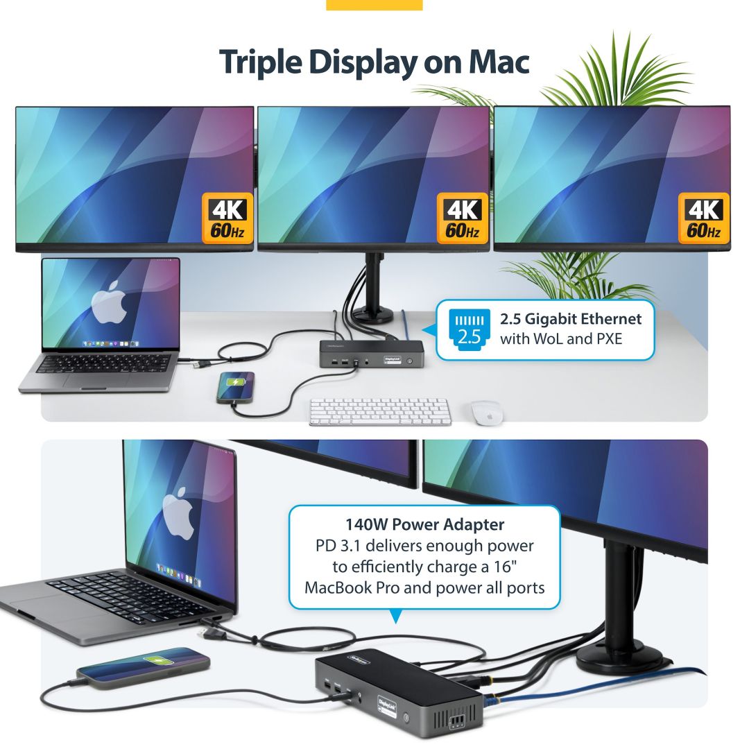 Startech DK30C2DPEPRUE Triple-Monitor USB-C Docking Station