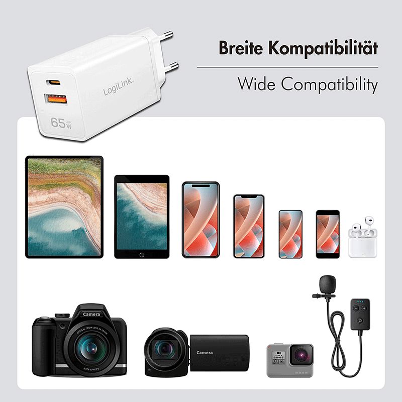 Logilink Dual USB socket adapter 65W White