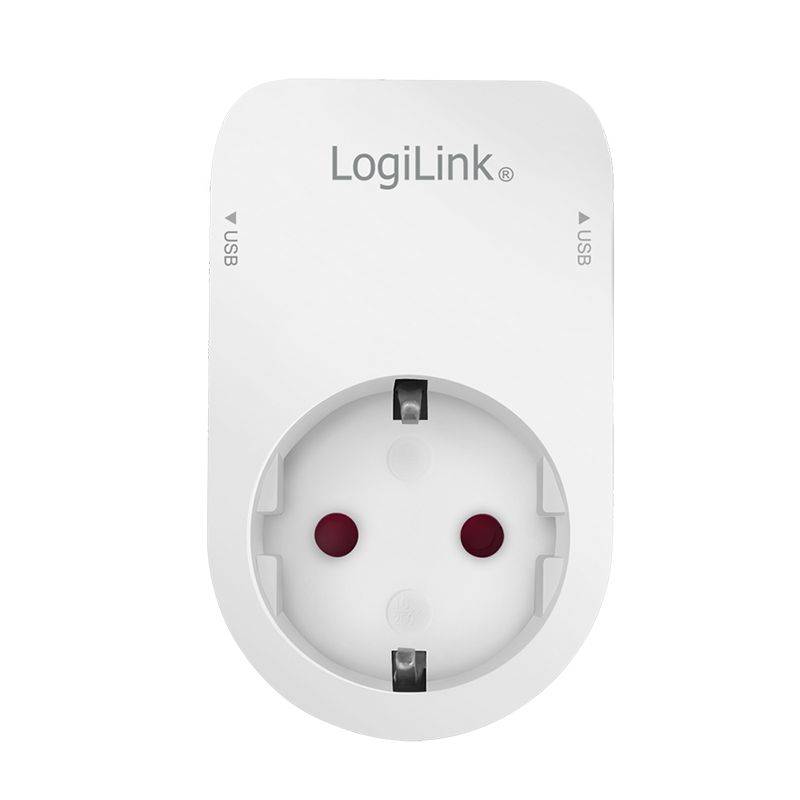 Logilink Socket adapter with holder 1x CEE 7/3 & 2x USB-A
