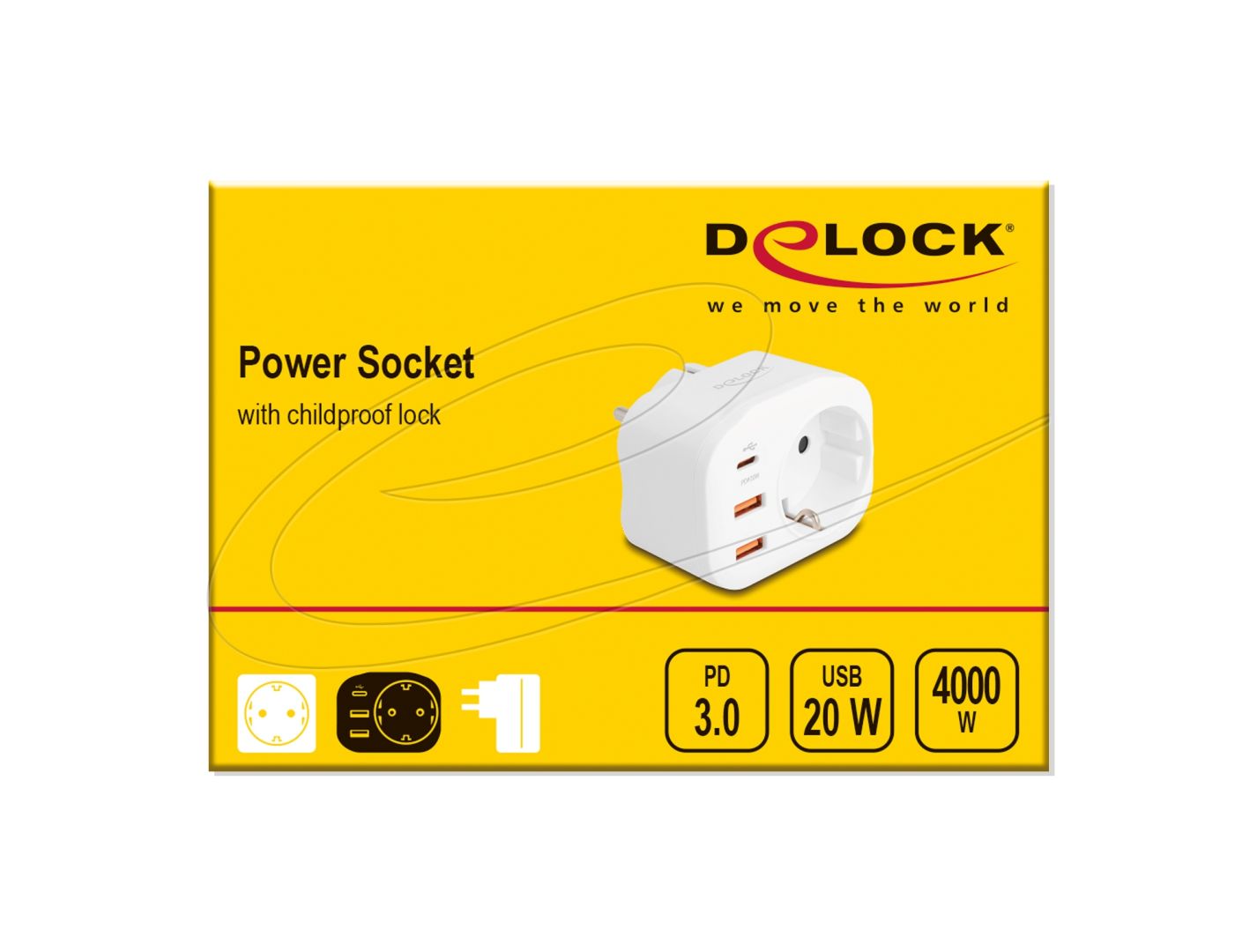 DeLock Power Socket with childproof lock and USB PD charger 20W