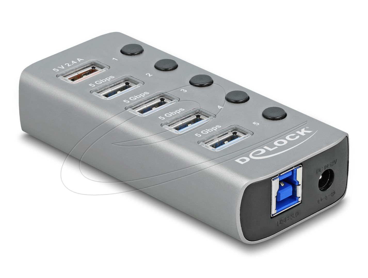 DeLock USB 5 Gbps Hub with 4 Ports + 1 Fast Charging Port with Switch and Illumination