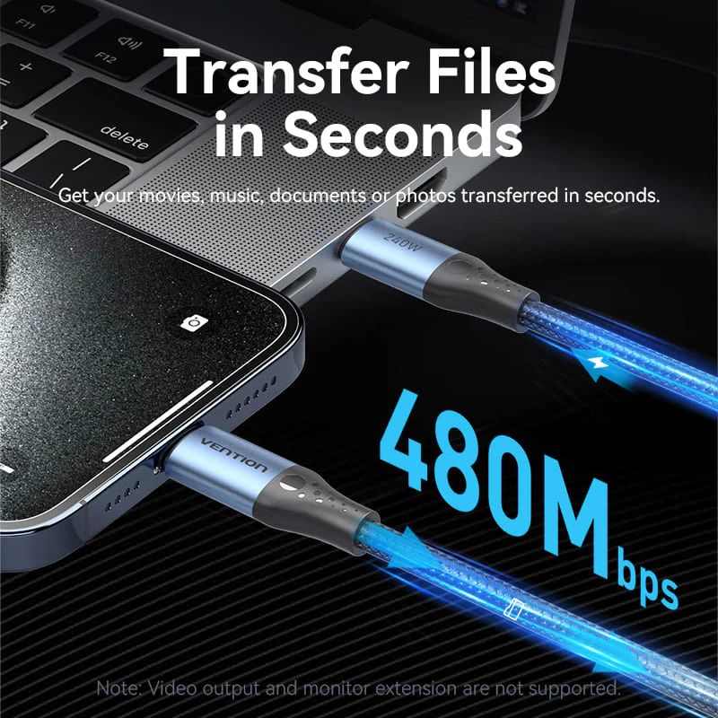 Vention USB 2.0 C Male to C Male 240W Cable 1,5m Black