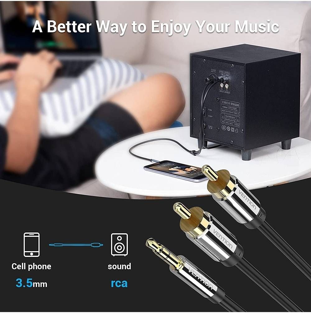 Vention 3.5mm Male to 2RCA Male Audio Cable 3m Black