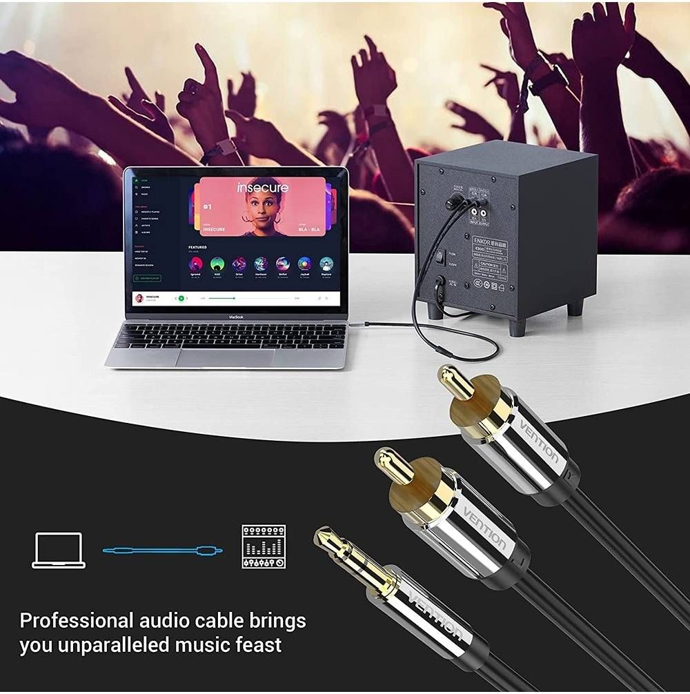 Vention 3.5mm Male to 2RCA Male Audio Cable 3m Black