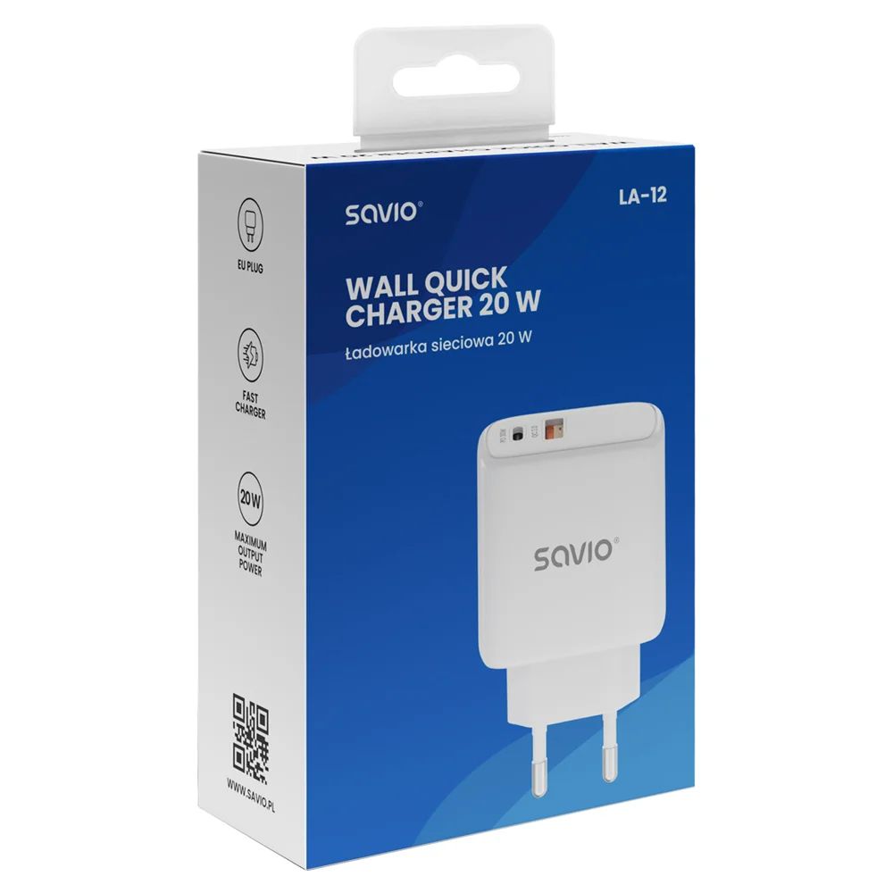 Savio LA-12 Wall quick charger 20W White