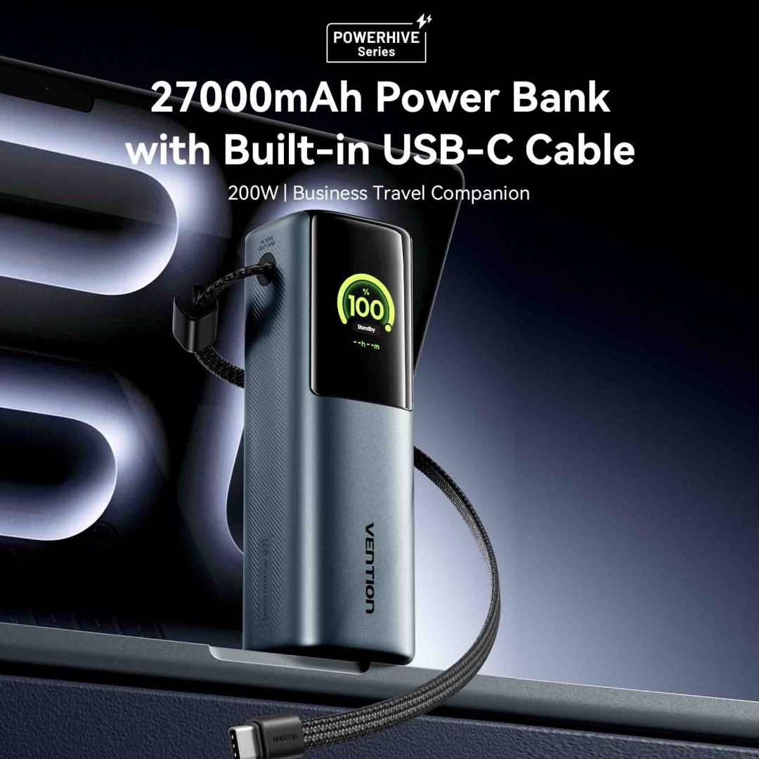 Vention Powerhive 27000mAh Power bank + cable Black