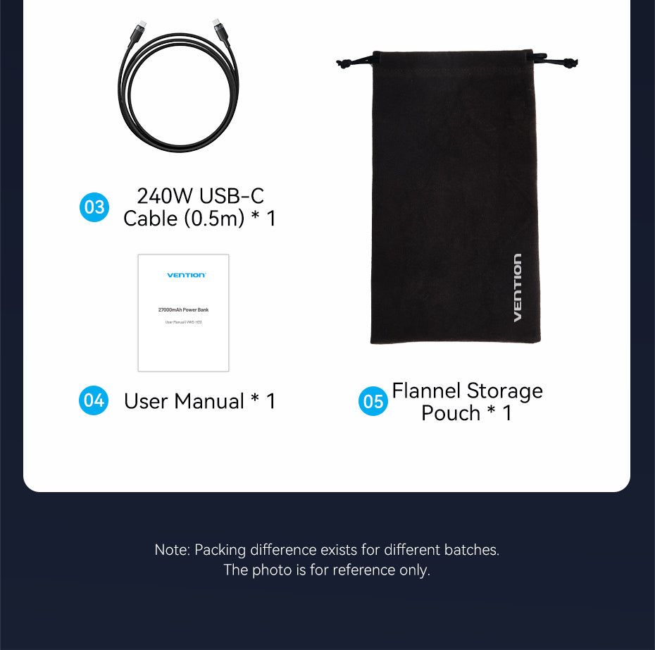 Vention Powerhive 27000mAh Power bank + cable Black