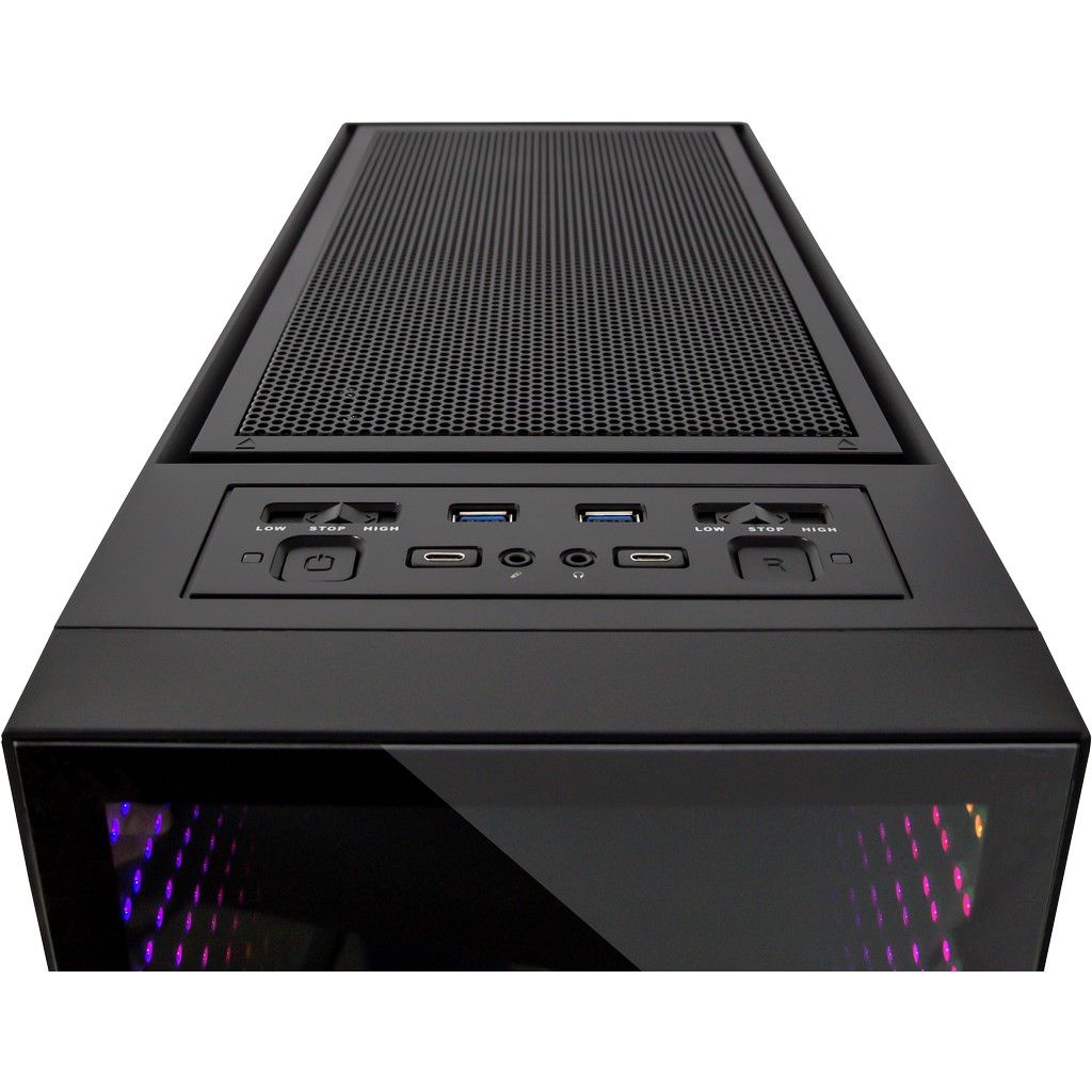 Inter-Tech X-908 Infini2 RGB Tempered Glass Black