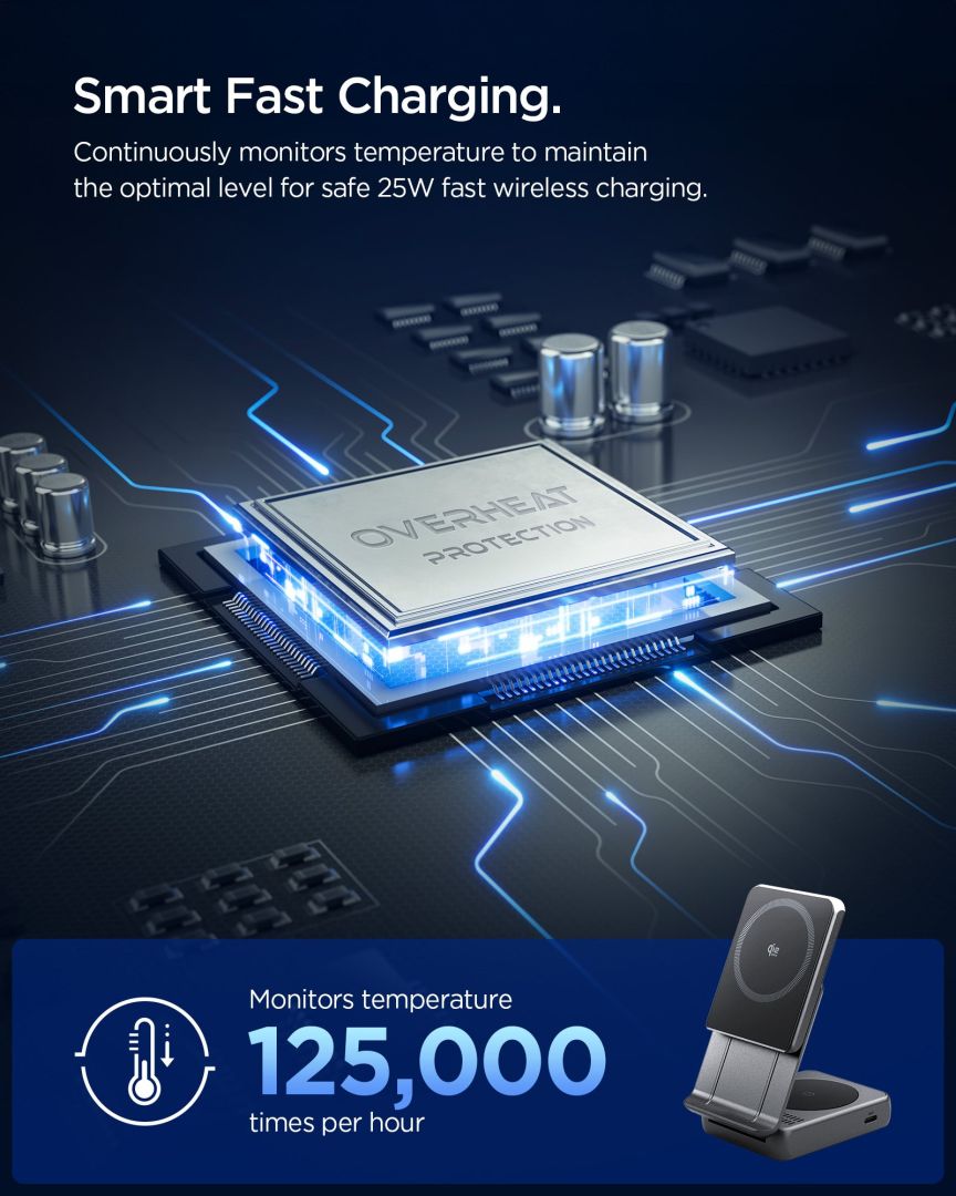 Spigen Essential MagSafe 2-in-1+C Wireless Charger Black