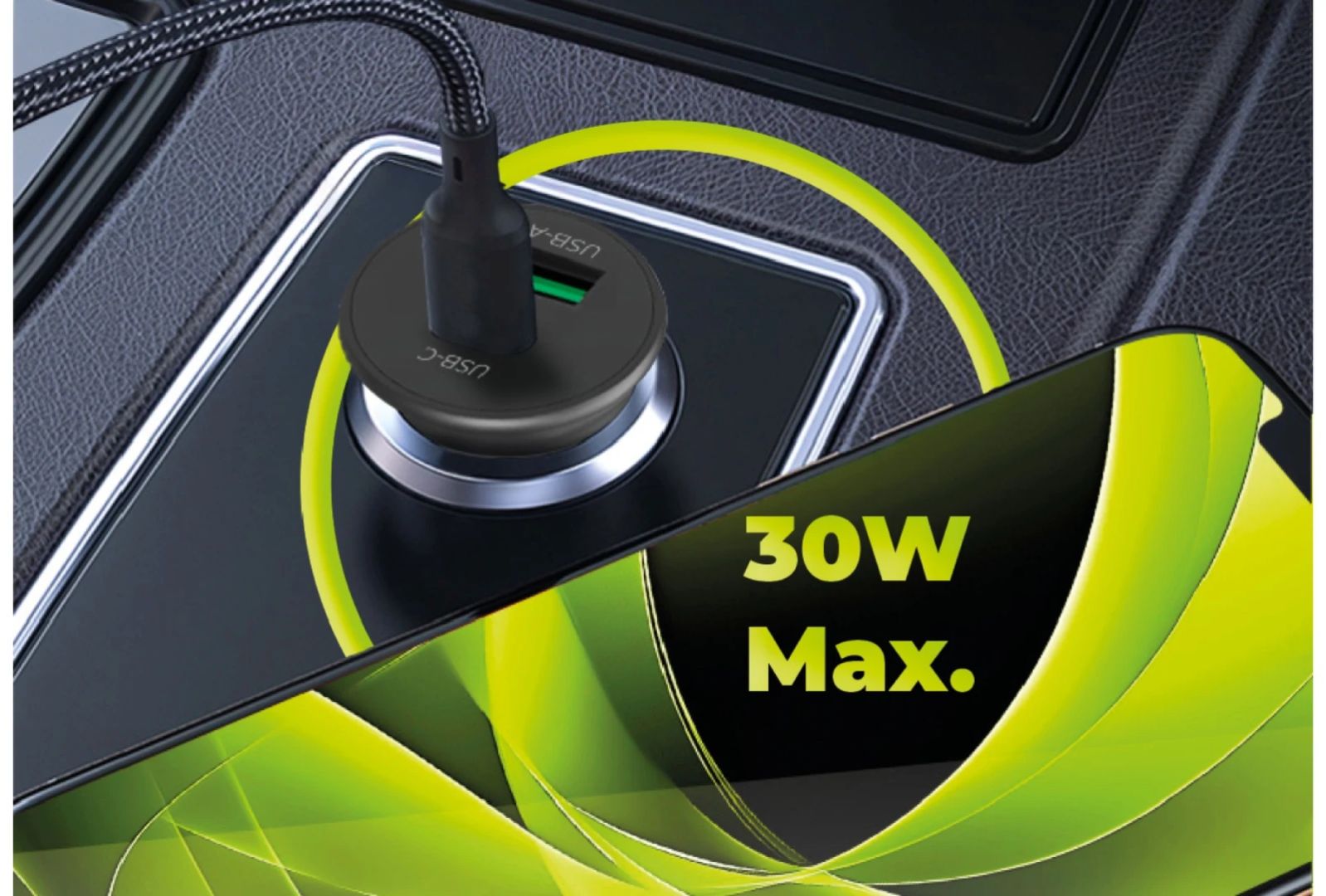 Mobile Origin 30W Super Car Charger CA19 - USB-C, USB-A Black