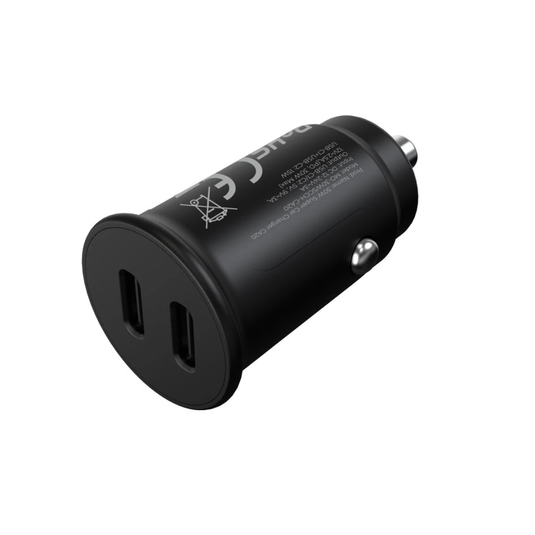Mobile Origin 30W Super Car Charger CA20 - 2x USB-C Black