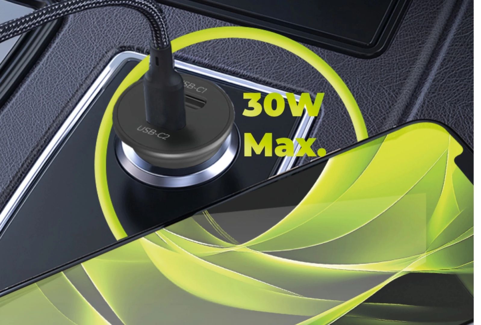 Mobile Origin 30W Super Car Charger CA20 - 2x USB-C Black