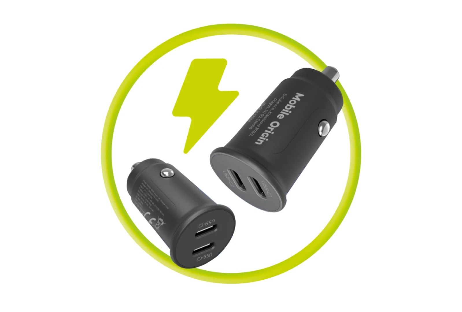Mobile Origin 30W Super Car Charger CA20 - 2x USB-C Black
