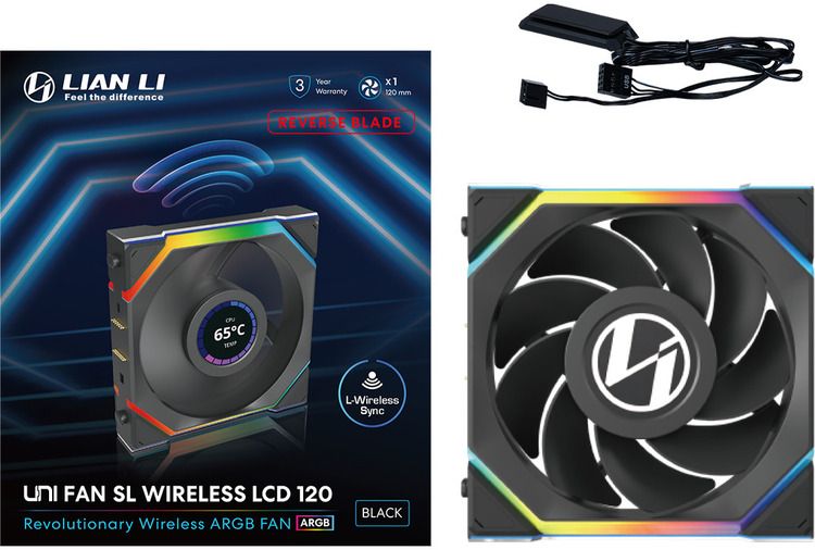 Lian Li UNI FAN SL Wireless LCD 120 Reverse Blade Black