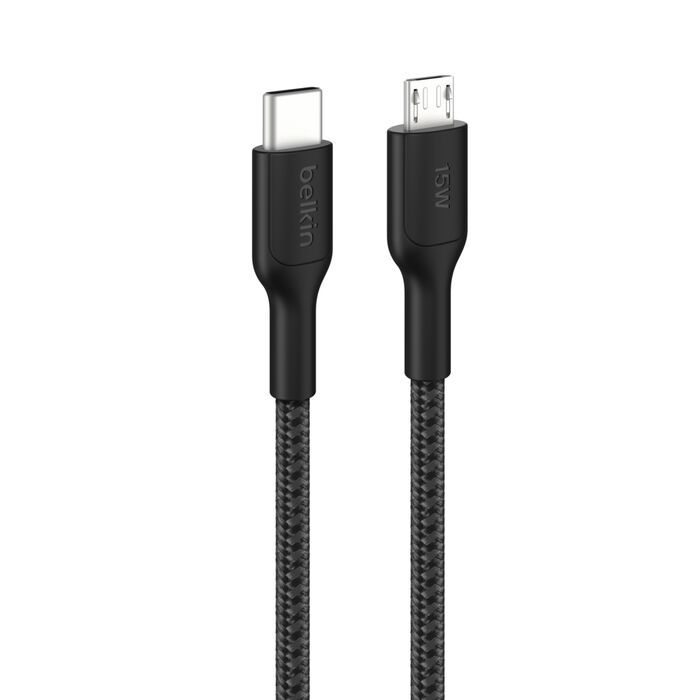 Belkin BoostCharge Pro USB-C to Micro-USB Braided Cable 15W 1m Black
