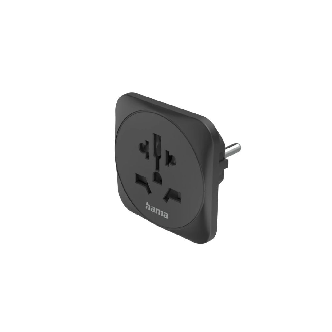 Hama Travel Adapter Type E and F 3-Pin Universal World to Europe Black