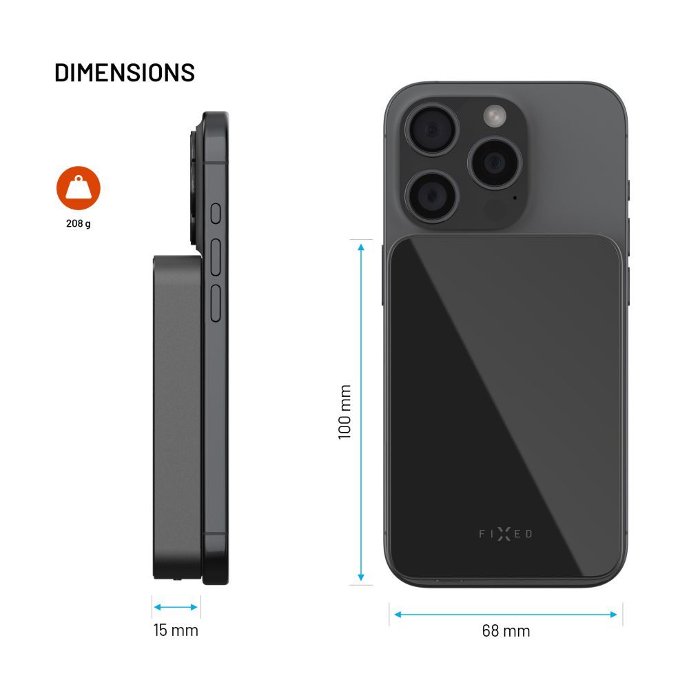 FIXED MagZen 10 Oi2 10000 mAh külső akkumlátor, fekete