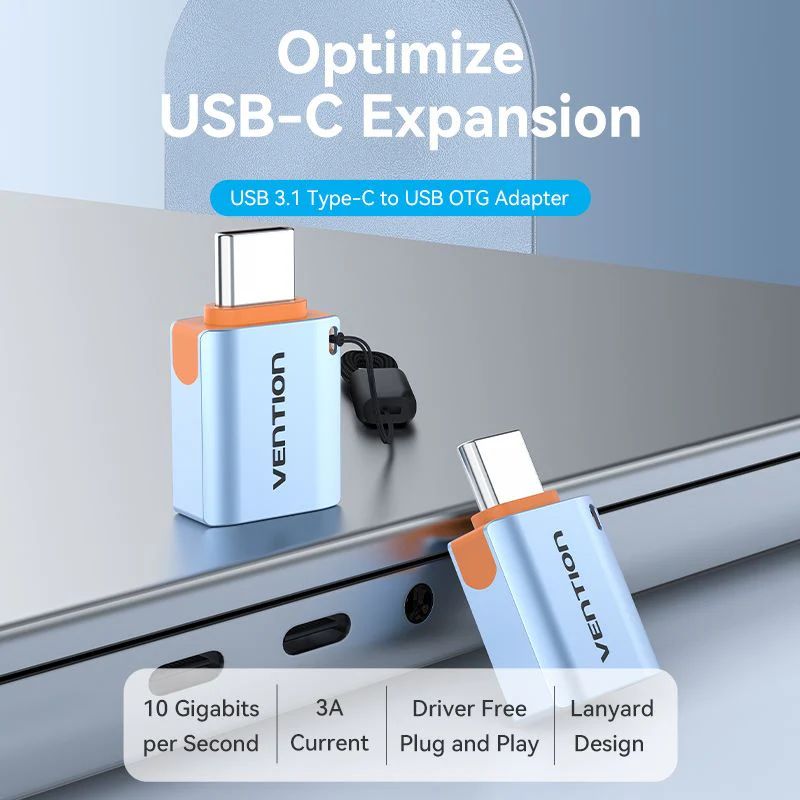 Vention USB 3.1 Type-C Male to USB Female OTG Adapter Blue
