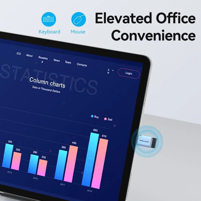 Vention USB 3.1 Type-C Male to USB Female OTG Adapter Blue