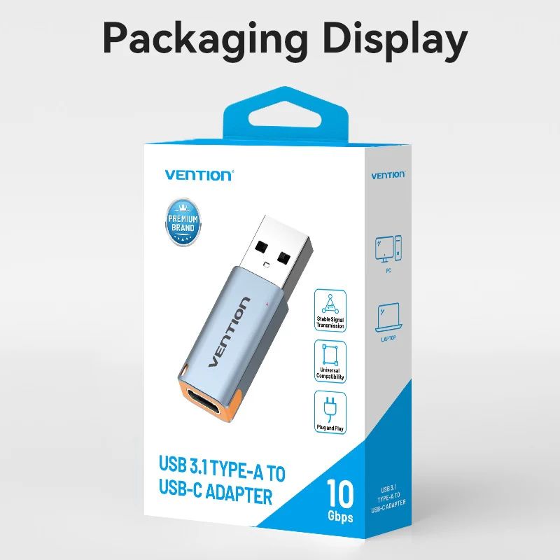 Vention USB 3.1 Type-A Male to USB-C Female Adapter Blue
