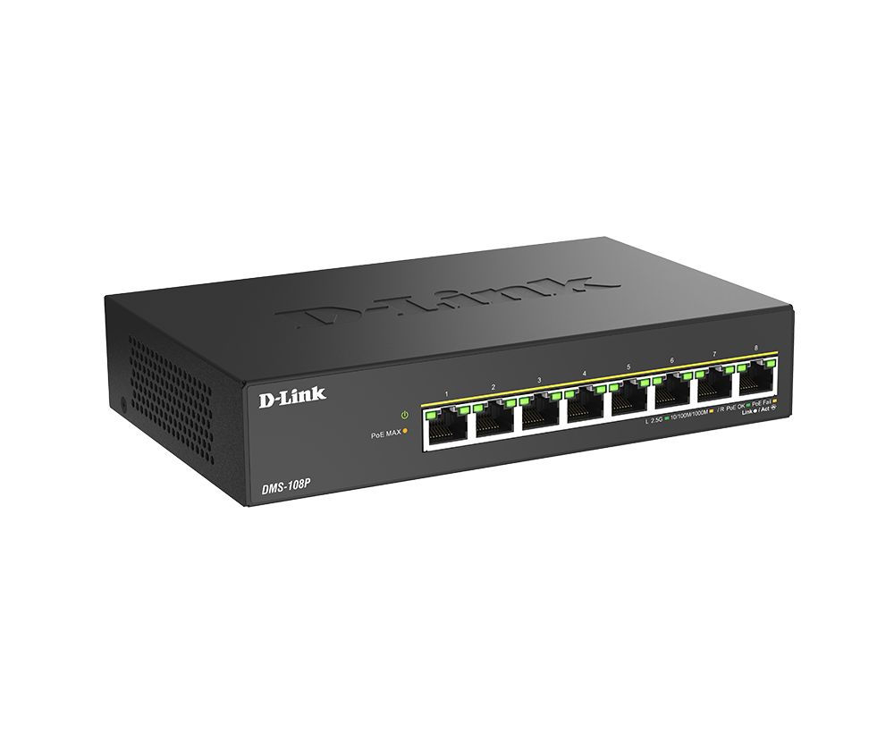 D-Link DMS-108P 8-Port 2.5G Multi-Gigabit Unmanaged PoE Switch
