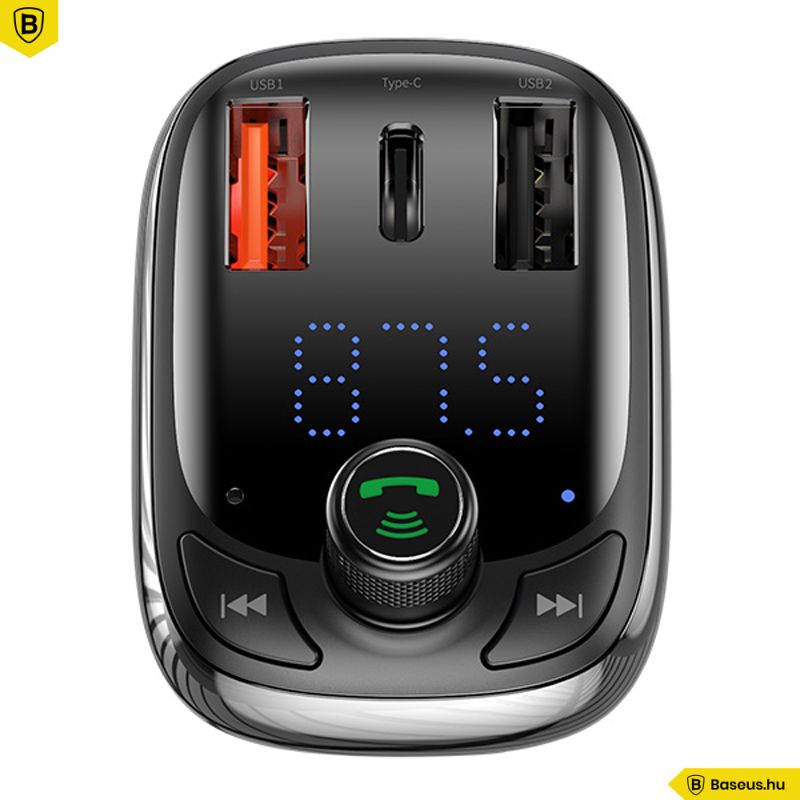 Baseus T Type S-13 Car Charger with FM Transmitter Black