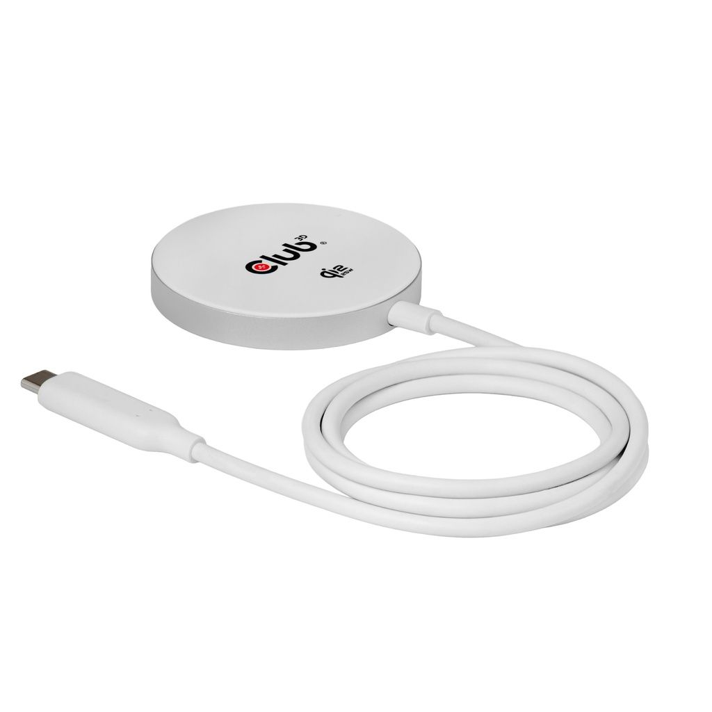 Club3D CAC-3026 Qi2 25W Wireless Charger White Qi Certified MagSafe Compatible Magnetic Pad White