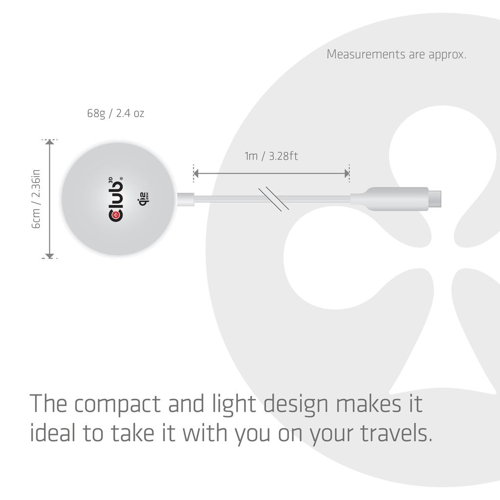 Club3D CAC-3026 Qi2 25W Wireless Charger White Qi Certified MagSafe Compatible Magnetic Pad White
