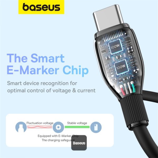 Baseus Pudding Series Fast Charging Cable With High-Speed Data Transmission Type-C to Type-C 100W 5A 1,2m Black
