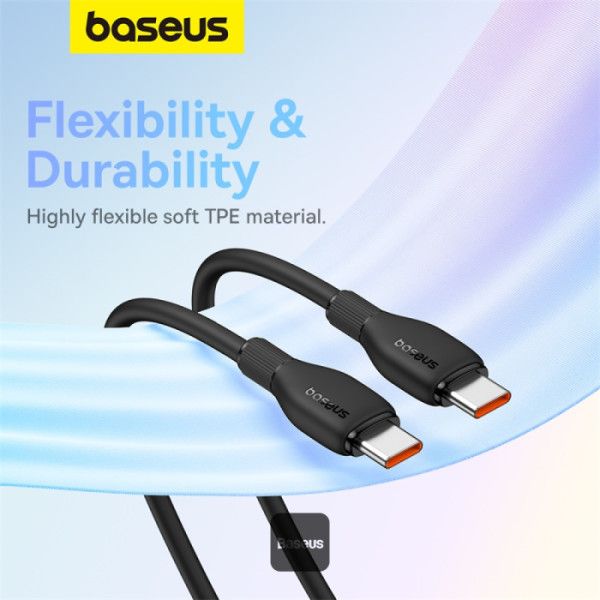 Baseus Pudding Series Fast Charging Cable With High-Speed Data Transmission Type-C to Type-C 100W 5A 1,2m Black