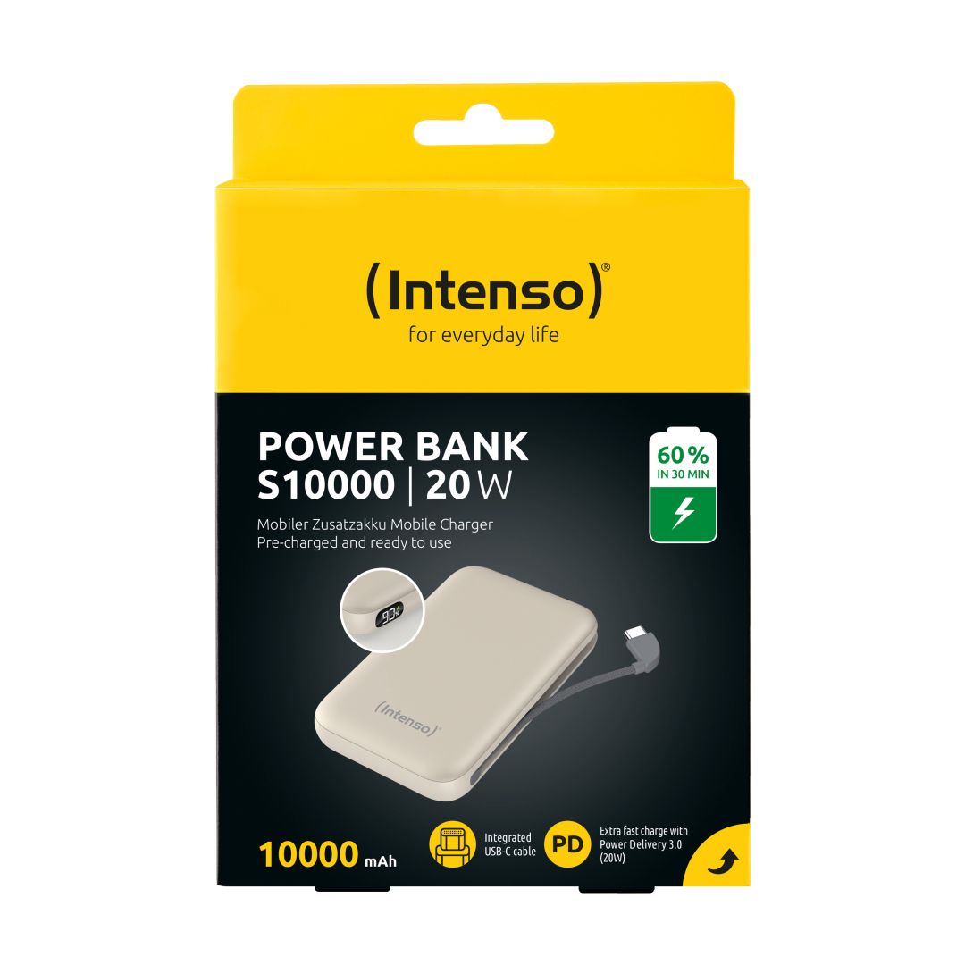 Intenso S10000 10000mAh + Integriertes USB-C PowerBank Beige