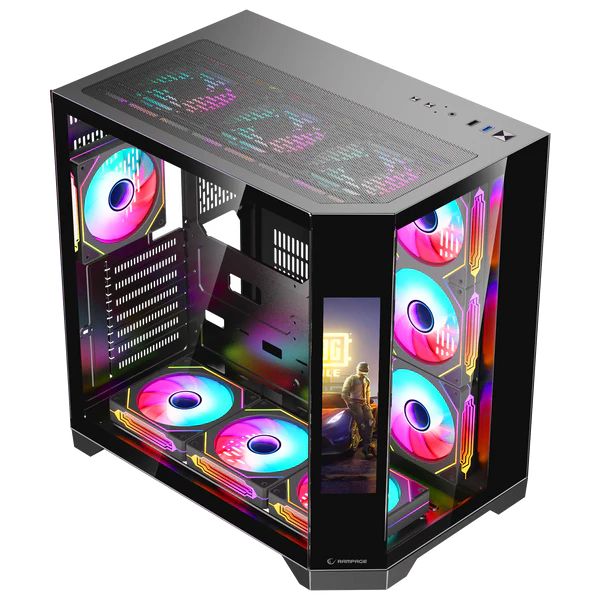 Rampage NOVA RGB Tempered Glass Black