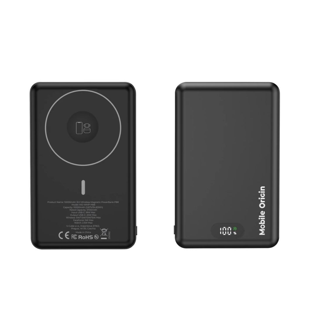 Mobile Origin Wireless Metal Slim 10000mAh PowerBank Black