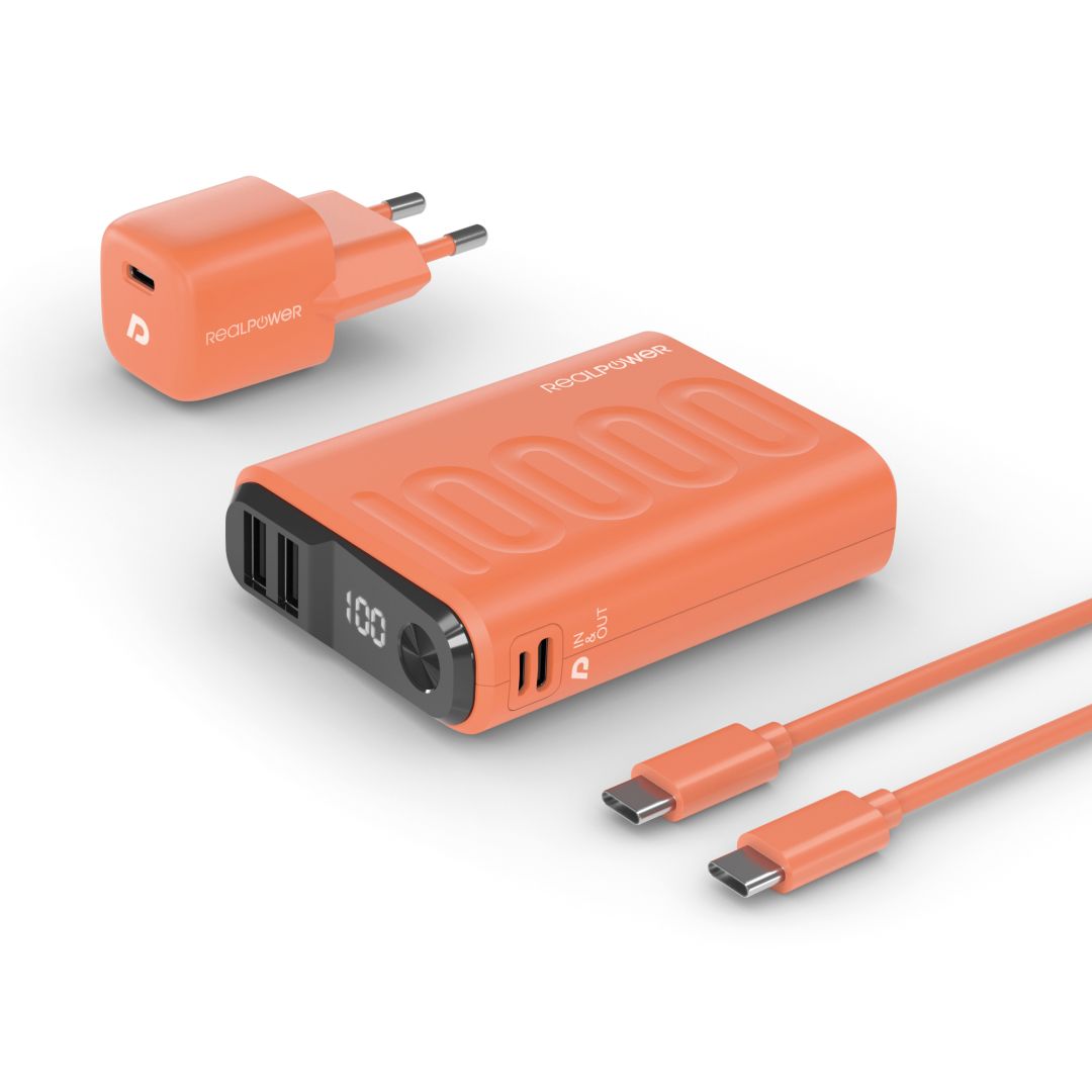 Realpower PB-10000 Set 10000mAh PowerBank Orange