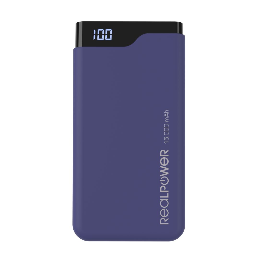 Realpower PB-15000C Startseite 15000mAh PowerBank Navy Blue