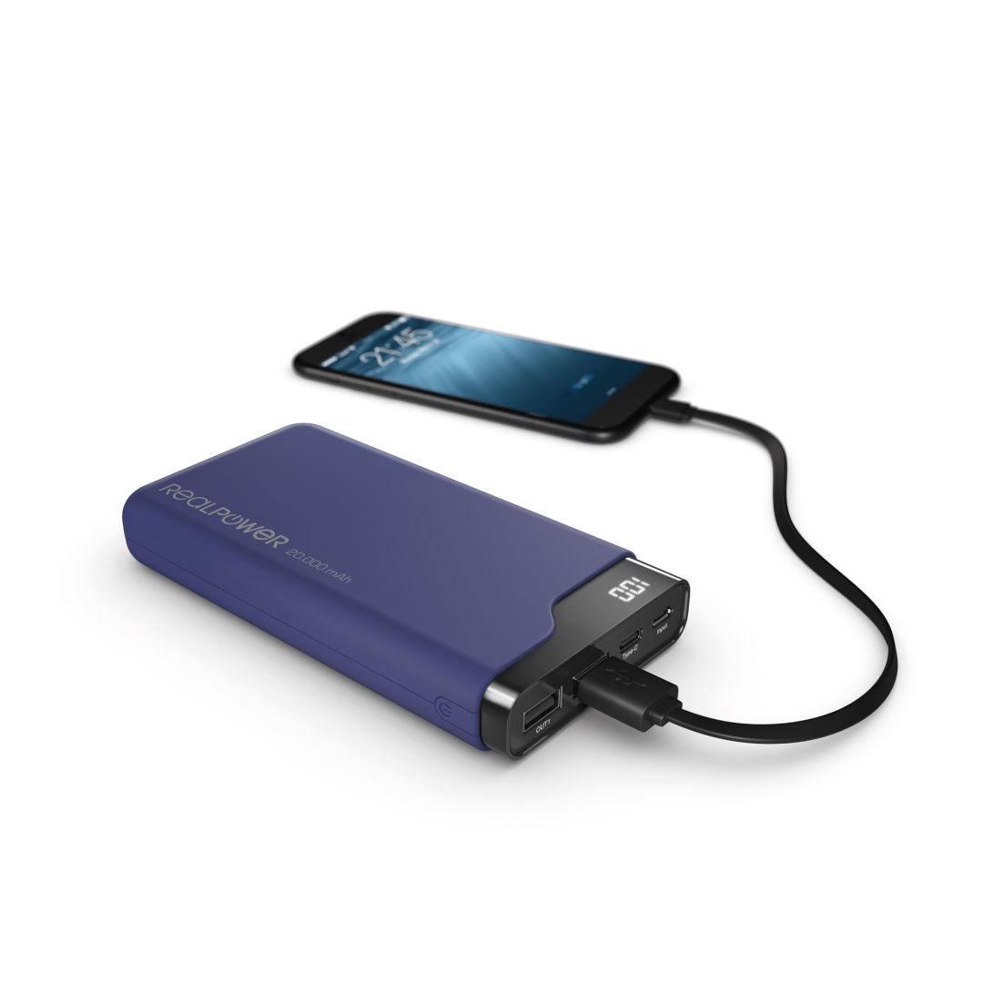Realpower PB-15000C Startseite 15000mAh PowerBank Navy Blue