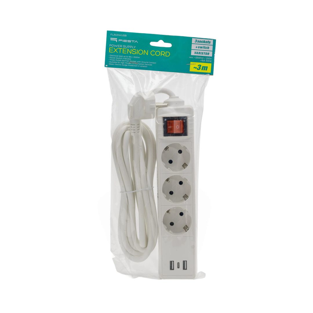 Platinet Hálózati Elosztó Kapcsolóval 3DIN 3m White