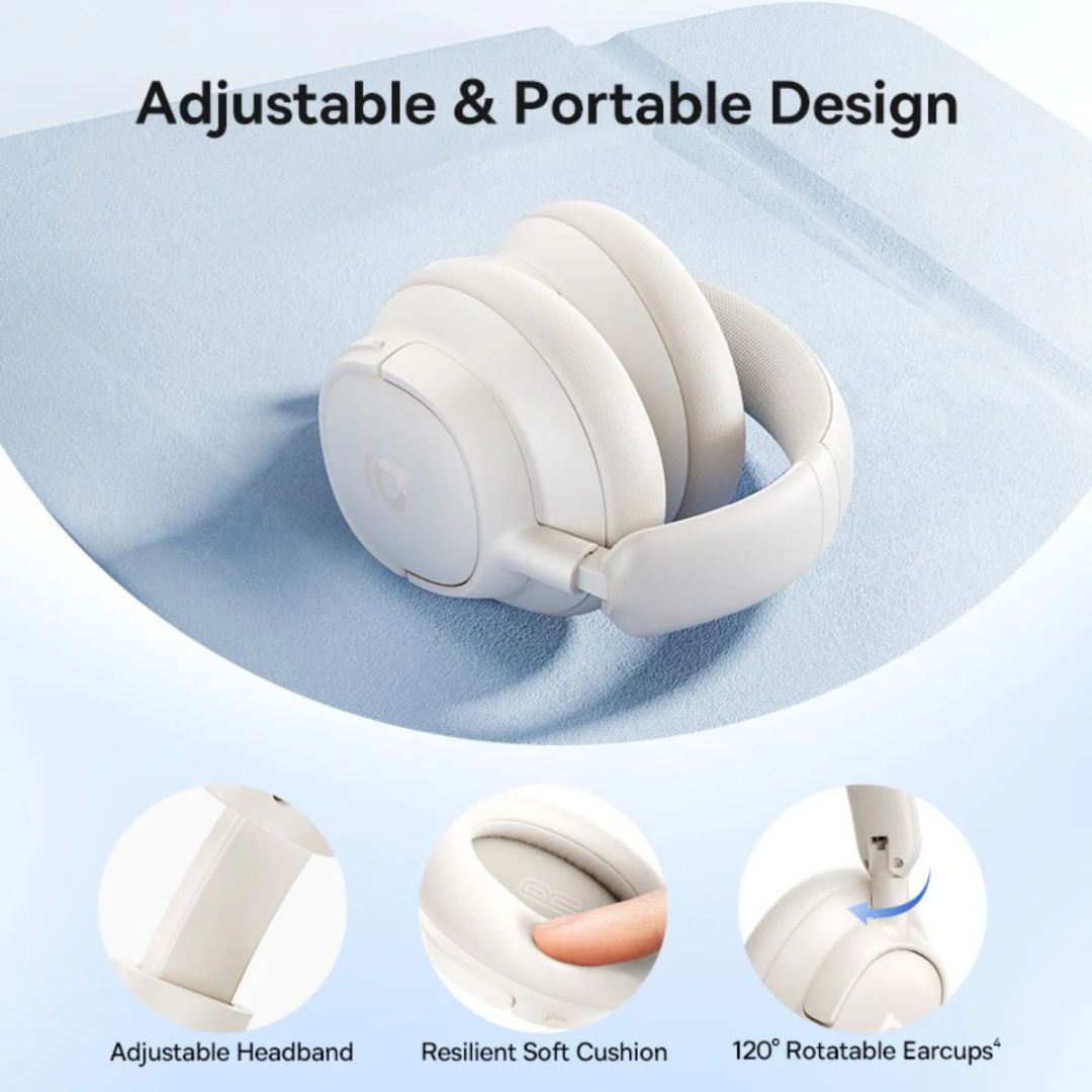 Baseus Bass BH1 NC Wireless Noise Cancelling Headphones White