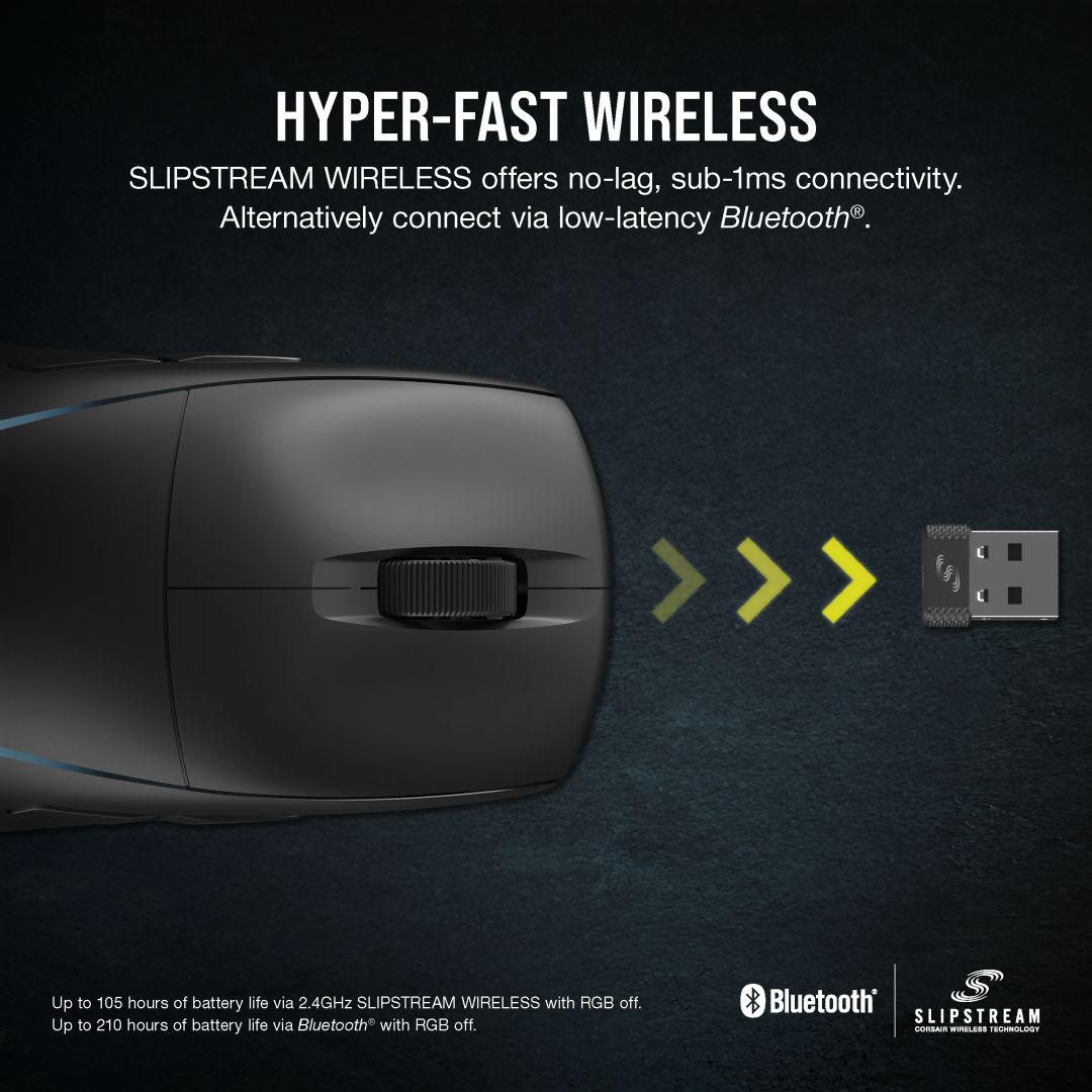 Corsair M75 Gaming Wireless Bluetooth Lightweight RGB Gaming mouse Black